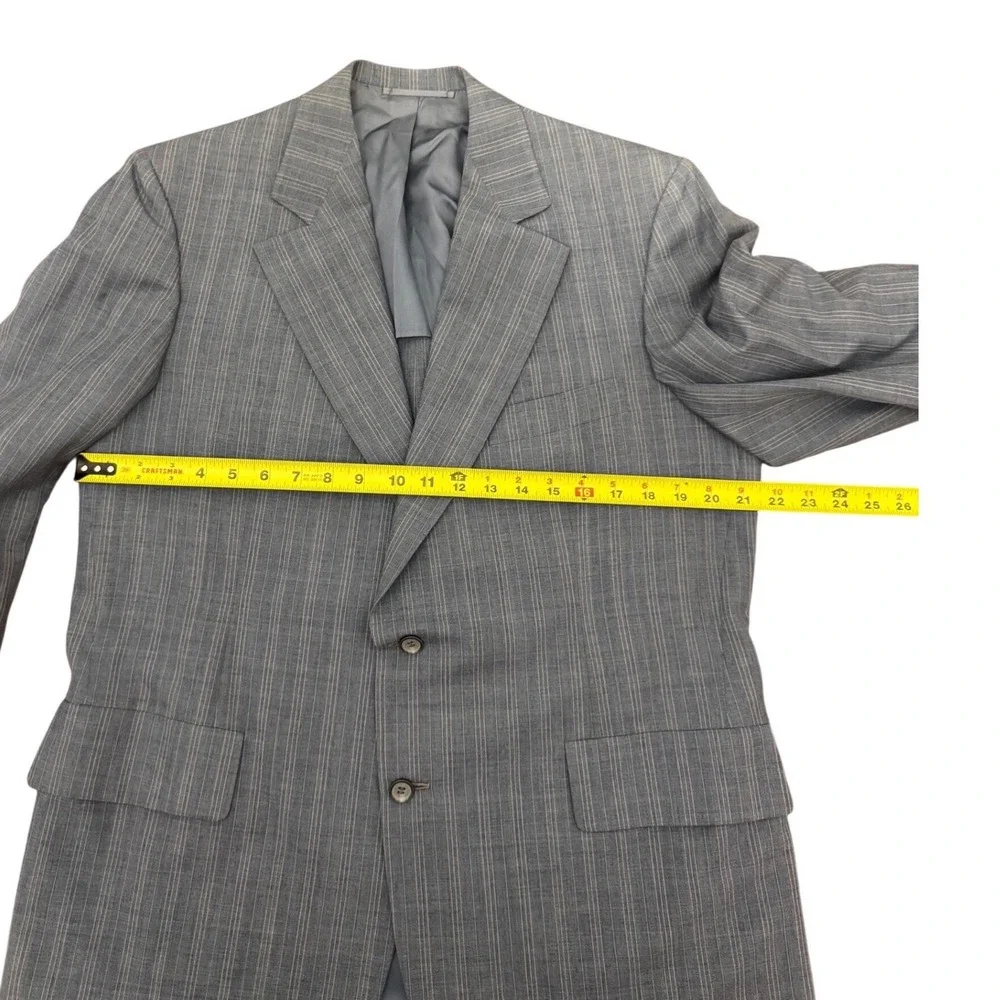 Vintage wool Hickey-Freeman‎ CUSTOMIZED Mens blue Pinstripe Suit Jacket Blazer